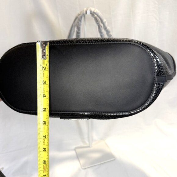 Embossed Woven X-Large Tote Bag, Black, w/Colorful Bag Charms, NWT - Picture 13 of 16